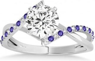 Allurez Diamond & Tanzanite Bypass Semi-Mount Ring in 14k White Gold (0.14ct)
