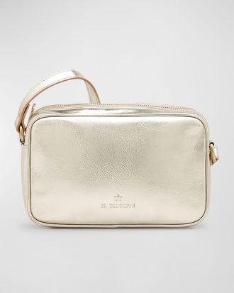 IL BISONTE Oliveta Metallic Vacchetta Leather Crossbody Bag