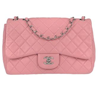 Chanel Classic Single Flap Quilted Lambskin Pink Leather Handbag (Pre-Owned)