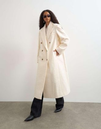 Topshop cappotto lungo elegante effetto lana bianco