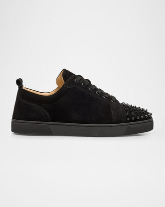 Christian Louboutin Men & apos;s Louis Junior Spikes Leather Low-Top Sneakers
