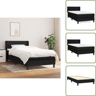 vidaXL The Living Store Giroletto a Molle con Materasso Nero 100x200 cm in Tessuto - Materasso a molle