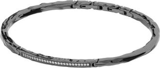 John Richmond Rigide armband met gehamerd oppervlak en sprankelende details - Dames - Armbanden - Grijs - ONE Size - Accessoires