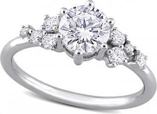 Allurez Round Cut Lab Grown Diamond Engagement Ring 14K White Gold (1.25ct)