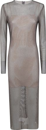 Alberta Ferretti Crystals Net Midi Dress