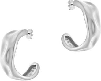 Reiss Halle Hammered Hoop Earrings in Silver Tone at Nordstrom