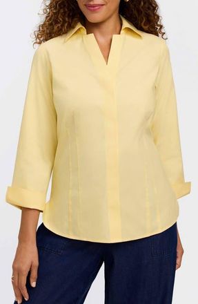 Foxcroft Taylor Fitted Non-Iron Shirt in Lemon Yellow at Nordstrom, Size 16