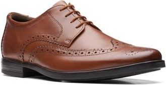 Clarks Howard Wingtip Oxford in Dark Tan Lea at Nordstrom Rack, Size 10