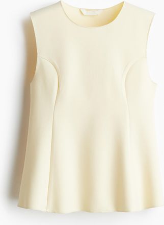 H&M Interlock-Tanktop mit Peplum - Blassgelb