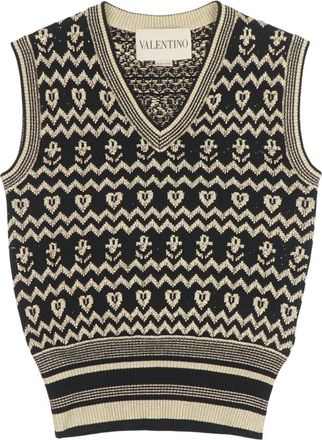 Valentino V-neck Knitwear, female, Black, Size: M Gilet in Maglia