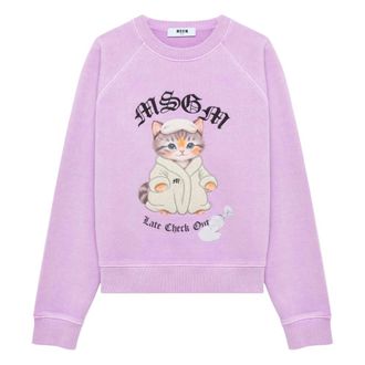 Msgm Sudadera Hotel Cat - Sweatshirts & Hoodies - Mujer - P&uacute;rpura - M