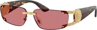 Versace Ve 2291 Rechthoekige Zonnebril - Heren - Zonnebrillen - Geel - 59 MM - Accessoires