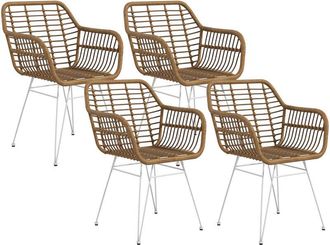 HOMCOM Homcom - Conjunto De 4 Sillas De Comedor Sillas De Cocina De Rat&aacute;n Pe Con Patas De Acero Para Sal&oacute;n Balc&oacute;n Estilo Bohemio Carga 120 Kg 56x60x79 Cm