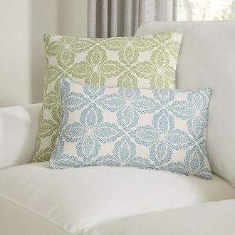 Ballard Designs Adela Floral Pillow Cover - Dusty Blue - 12 x 20 - Ballard Designs