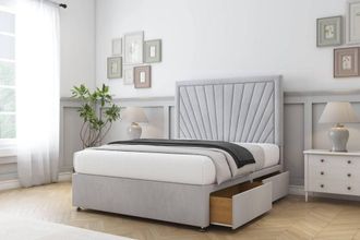 Comfort Beds Kensington Naples Divan Base 2 Drawers - 54 Headboard in Silver | Size: Super King