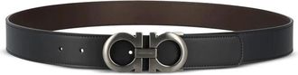 Ferragamo Belts, male, Black, 85 CM, Black Leather Belt Gancini Buckle
