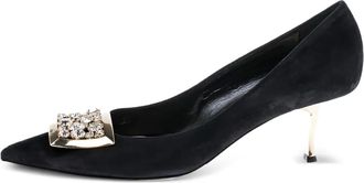 Sarah & Sebastian Pumps in pelle scamosciata con cristalli 50mm - Nero