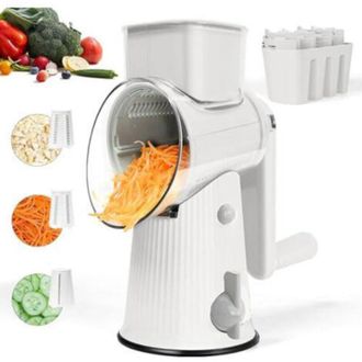OEM Rallador De Queso Giratorio Con Mango, Cortador Manual De Verduras Con 3 Cuchillas Intercambiables, Rallador Sin Esfuerzo, Base De Succi&oacute;n Estable Y P