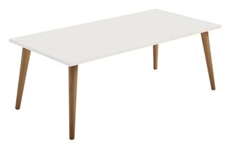 HOGAR 24 Mesa de Centro Fija Color Blanco y Encerado. Medidas: 100 x 50 cm