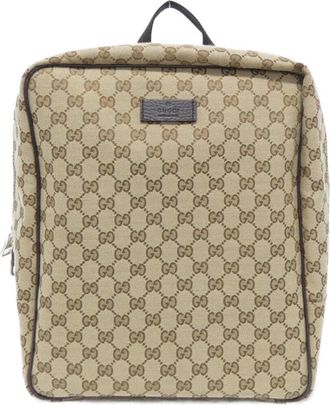 Gucci Beige Brown Gg Canvas Backpack (Pre-Owned)