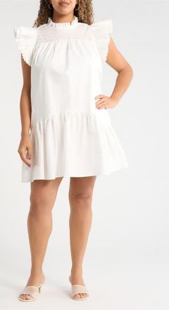 Sugarlips Rhona Smocked Minidress in White at Nordstrom, Size 2X