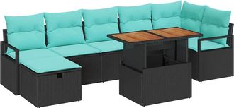 vidaXL Conjunto De Sof&aacute;s De Jard&iacute;n 8 Uds. Negro Rat&aacute;n Sint&eacute;tico Vidaxl