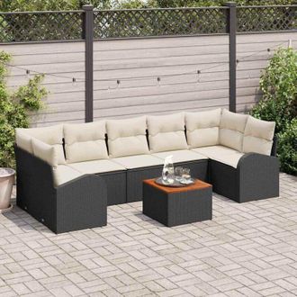 vidaXL Vidaxl - Conjunto De Sof&aacute; De Jard&iacute;n 8 Pcs Negro, Blanco