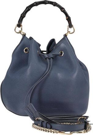 Gucci Miss Bamboo Bucket Bag Leather Blue Leather Bag (Pre-Owned)