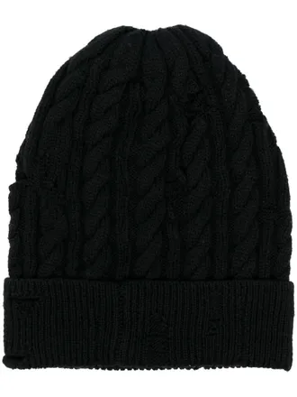 Roberto Cavalli distressed-effect beanie - men - Wool - One Size - Black
