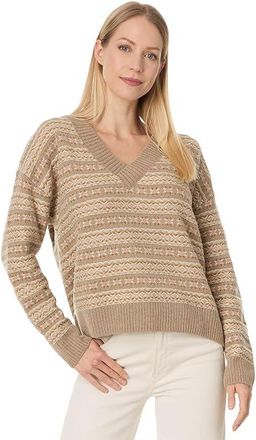 Faherty Highland Fairisle Vneck Sweater Womens Sweater Sugar Cookie Fairisle : XL, Cotton/Nylon/Wool