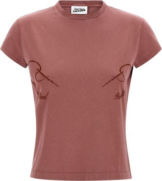 Jean Paul Gaultier The Needles Embroidered T Shirt Bordeaux-Donna