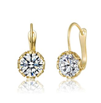 Rachel Glauber Solitaire Drop Earrings with Colored Cubic Zirconia