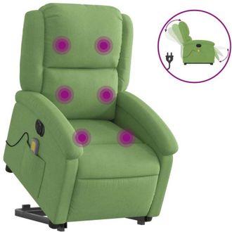 vidaXL vidaXL Poltrona Alzapersona Massaggi Elettrica Verde Chiaro Velluto
