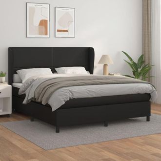 vidaXL Vidaxl - Cama Box Spring Con Colch&oacute;n Cuero Sint&eacute;tico Negro 160x200 Cm