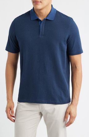 Johnston & Murphy Tonal Birds Eye Knit Polo in Navy Birdseye at Nordstrom, Size Xxx-Large