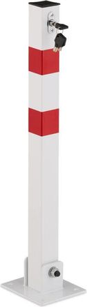 Relaxdays 2 x paletti pieghevoli, in acciaio, per parcheggio, altezza: 65 cm, bloccabili, rossi/bianco