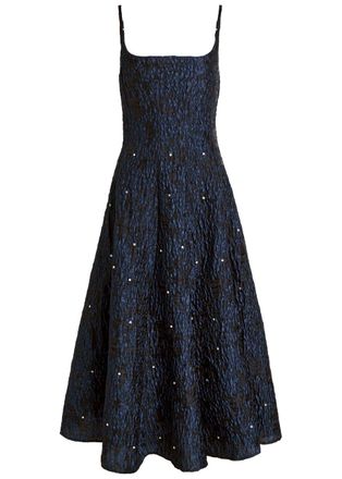 Sister Jane Maison Gem Crystal-embellished Cloqu&eacute; Midi Dress - Navy - 8 (UK8 / S)