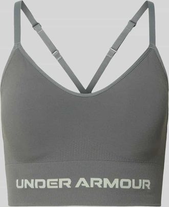Under Armour Slim Fit SportBH mit Logo-Print Modell Vanish in Dunkelgrau, Gr&ouml;&szlig;e XL