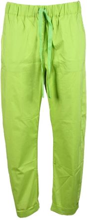 Semicouture Katoenen Casual Broek - Dames - Straight fit broeken - Groen - L - Katoen - Broeken