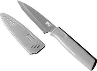 Kuhn Rikon Colori Non-Stick Serrated Paring Knife with Safety Sheath, 4 inch in Gray at Nordstrom