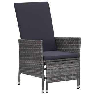vidaXL Vidaxl - Sill&oacute;n Reclinable De Jard&iacute;n Con Cojines Rat&aacute;n Sint&eacute;tico Gris