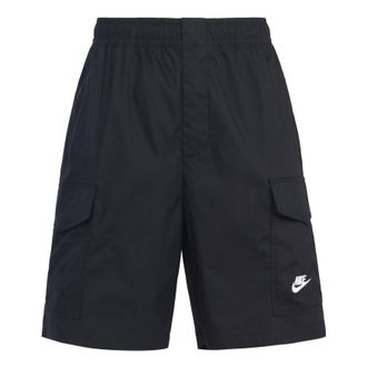 Nike Sportswear Sport Essentials Solid Color Logo Embroidered Big Pocket Straight Shorts Black DM6834-010
