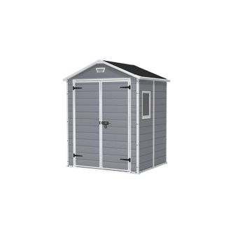Keter Caseta De Jard&iacute;n Manor 6x5 Cobertizo De Almacenamiento Exterior Ordenaci&oacute;n Acero Metal Madera Resina 185x152x226 Wxdxh Cm - Keter