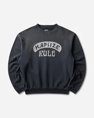KAPITAL Men s SWT Knit Crewneck Sweatshirt (Kapsize Rule) Black