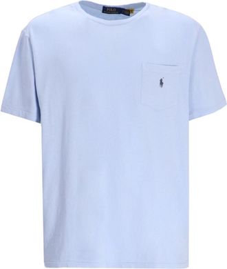 Ralph Lauren Blue Crewneck Logo Embroidered T-Shirt