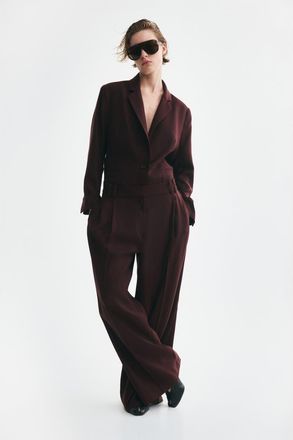 H&M Wide-leg Dress Pants in Burgundy at Nordstrom, Size 16