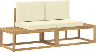 vidaXL Sof&aacute; De Esquina Exterior 2 Pieza Blanco Madera De Acacia S&oacute;lida Vidaxl