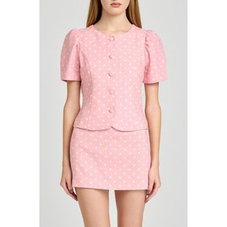 Wayf Blair Polka Dot Button-Up Top in Pink Polka Dot at Nordstrom, Size X-Large