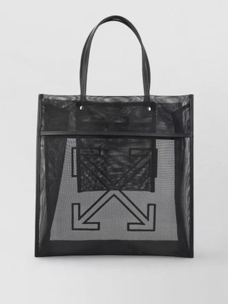 Off-white tote bag double handles mesh design