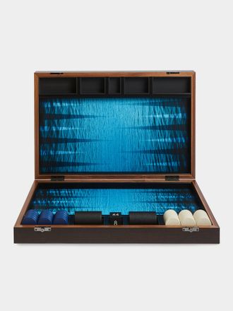 Alexandra Llewellyn Ocean Leather & Wood Backgammon Set